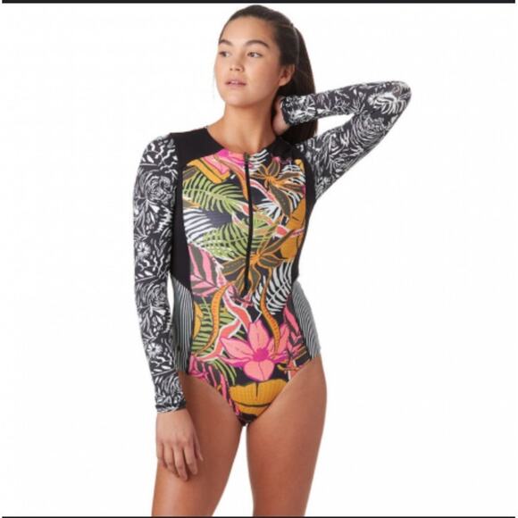 Maaji Ebony Zip front Waves surfer One-Piece Rashguard - Picture 1 of 7